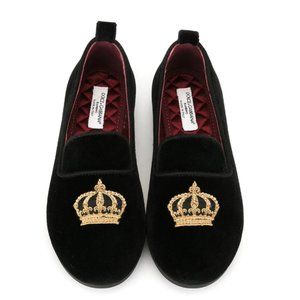 SOLD Dolce & Gabbana Crown Patch Velvet Slippers